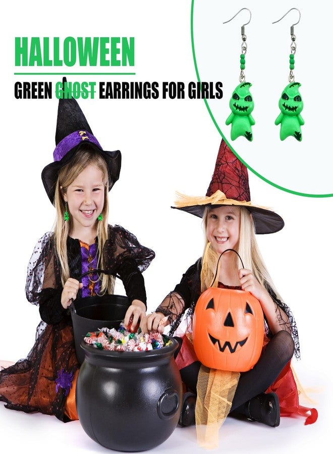 WGXIA Halloween Skull Dangle Earrings for Women WGXIA Gothic Vintage Skeleton Stud Earrings Hypoallergenic Earrings for Sensitive Ears for Girls (Spider web) (Green Ghost) - Image 3